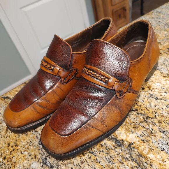 Vintage Nunn Bush Brown Leather Loafers Size 8 1/2 EEE ID 944100